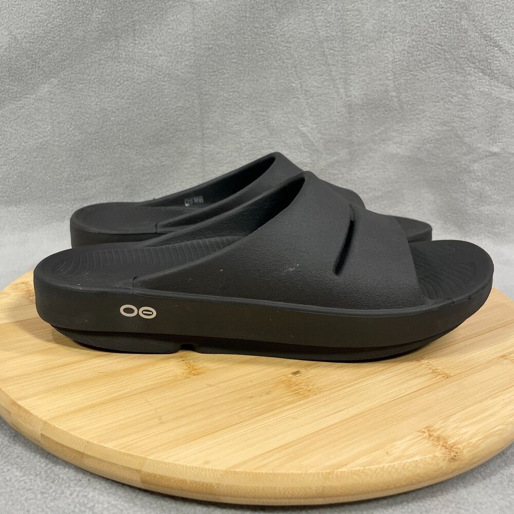 OOFOS OOahh Slide Sandals Women's 9 Black Recovery Comfort Foam Slip On Shoes